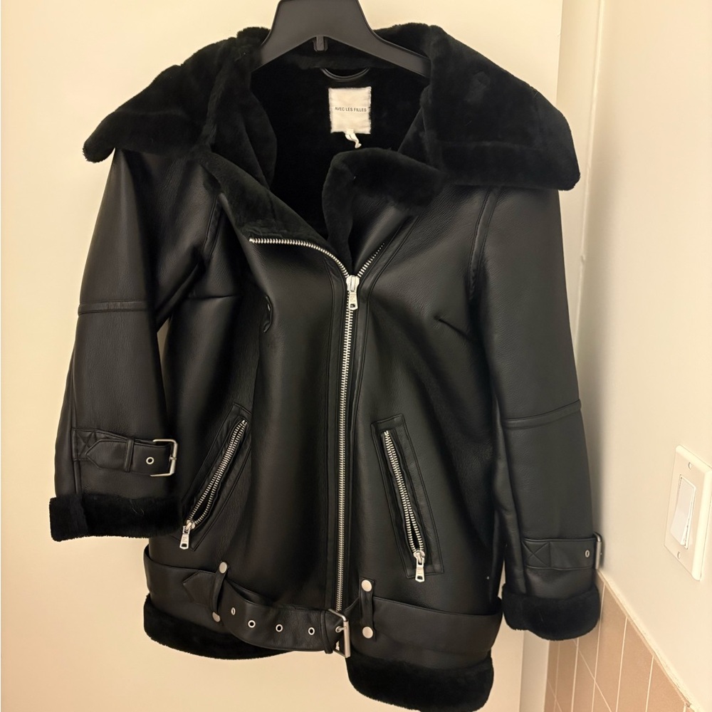 Avec Les Filles Vegan Leather Moto Jacket